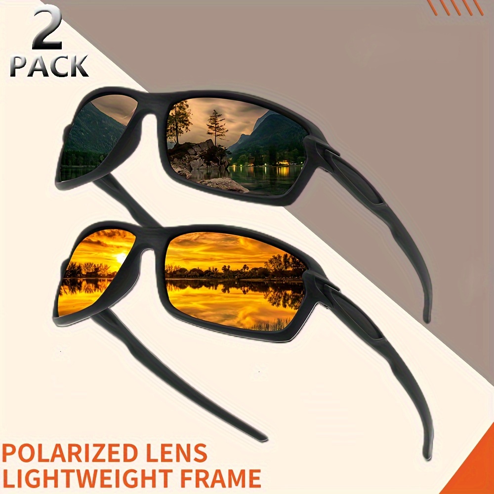 

2 Pack Polarized Sports Glasses With Lightweight Pc Frame - Full Rim Eyewear For Climbing, Fishing, Running With Anti-fog Cloth Included - Uv Protection And Glare Reduction For Outdoor Activities