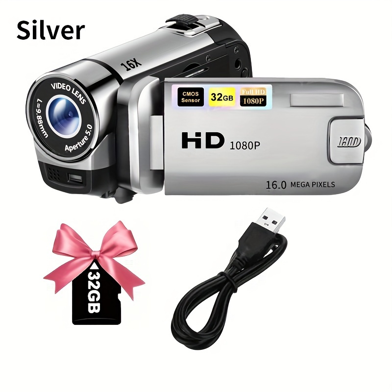 [Including 32g Memory Card] Upgraded Led Flip Screen Camera - DVA90: 16X  Digital Zoom Camcorder, 1080P, 2.4-Inch Screen Display, HD Wide-Angle  Camera,