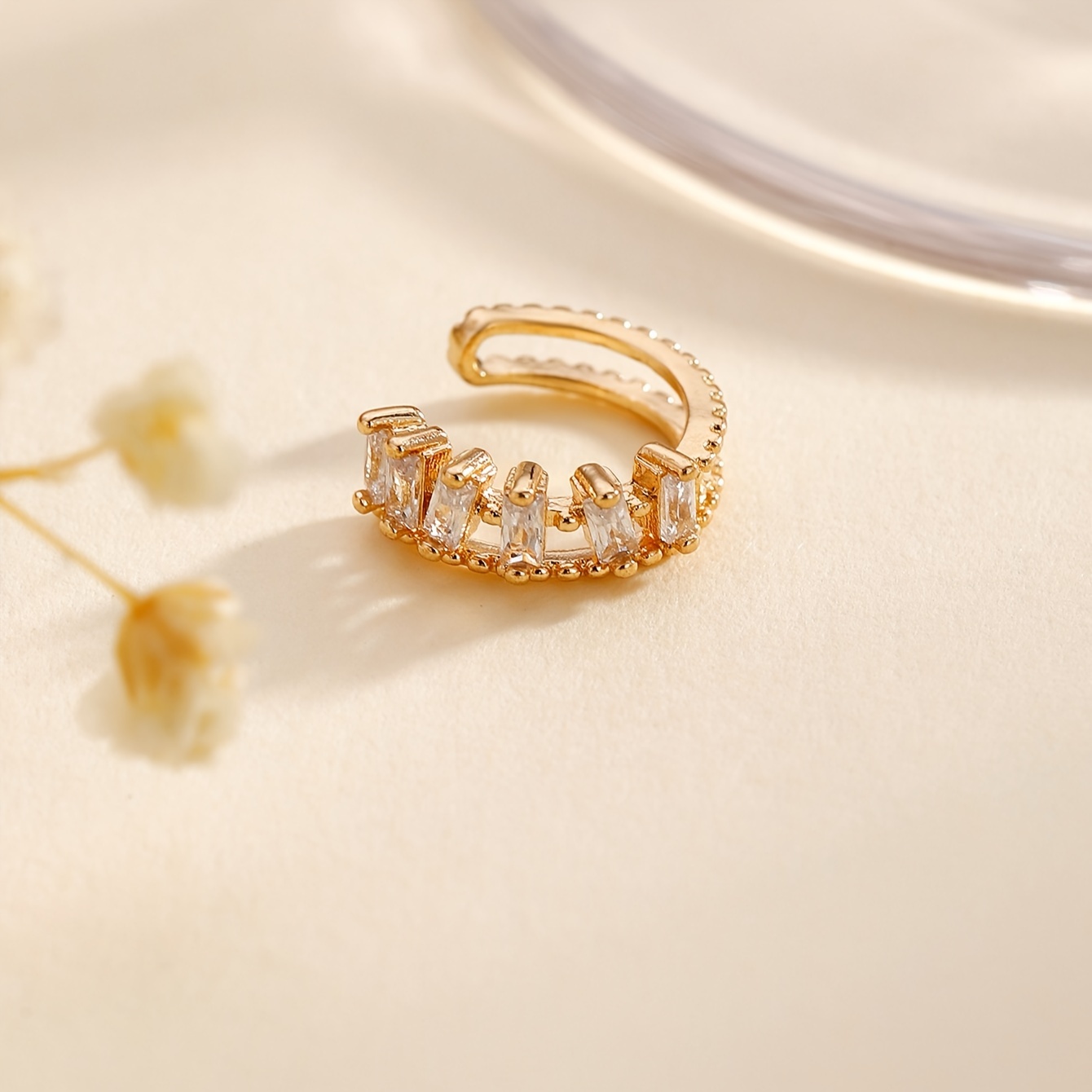 14K Gold Plated CZ Drop Earrings Hypoallergenic Ear Cuffs