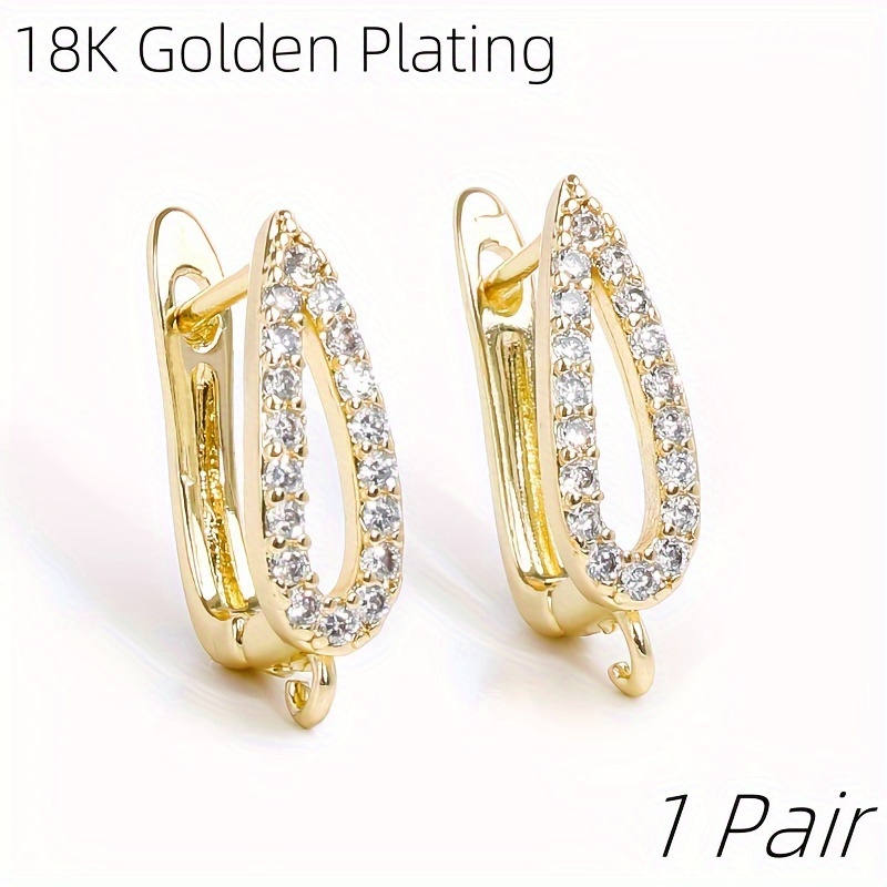 TEMU 1 Paire de fermoirs en laiton plaqué or de goutte pour la fabrication d'ornements de boucles d'oreilles, pièces de boucles d'oreilles de goutte