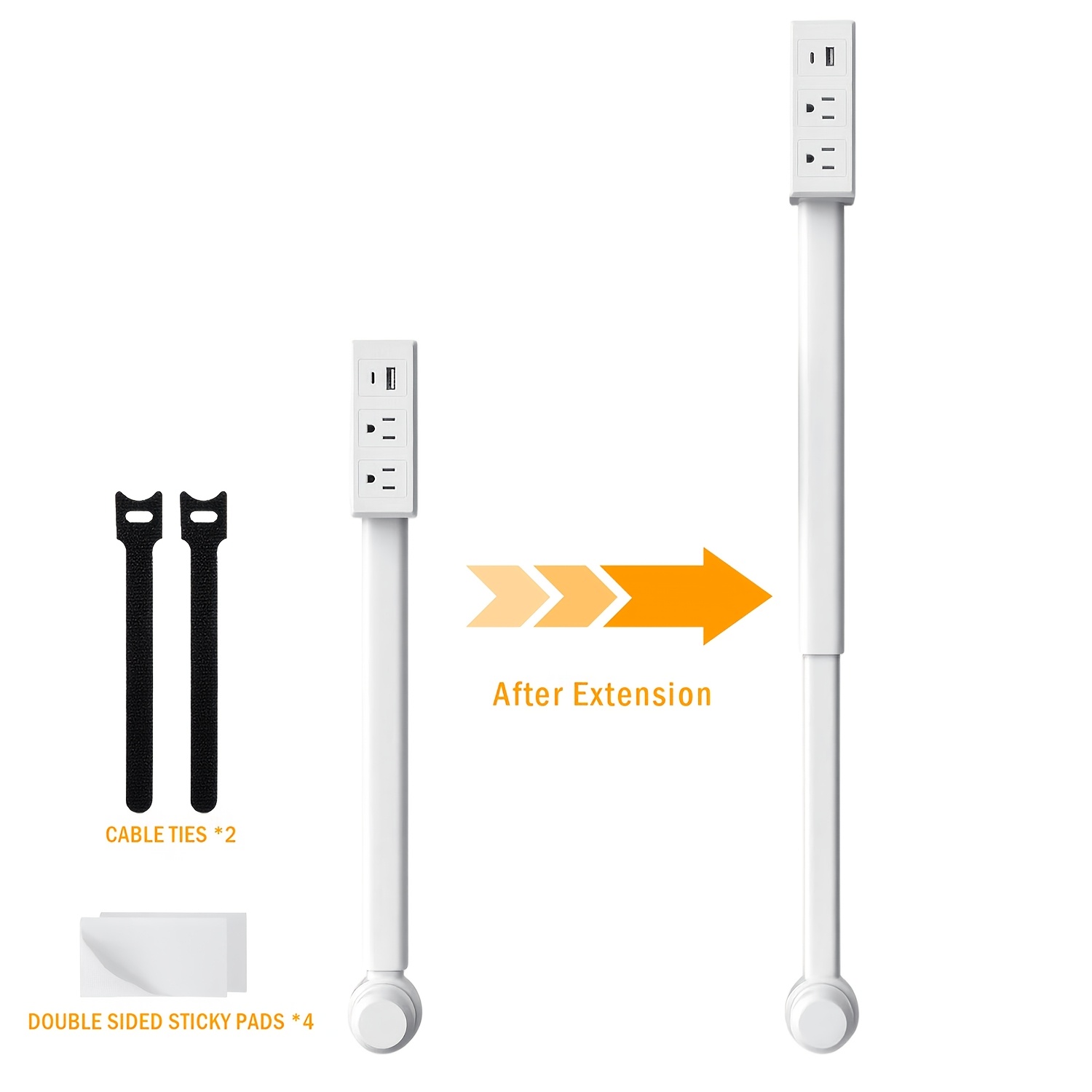 TEMU Hitobaba Square-shaped Us- Outlet Rotating Extender - A Retractable Power Strip With Usb-a, Usb-c, And 2 Ac Outlets, 180° Rotation For To