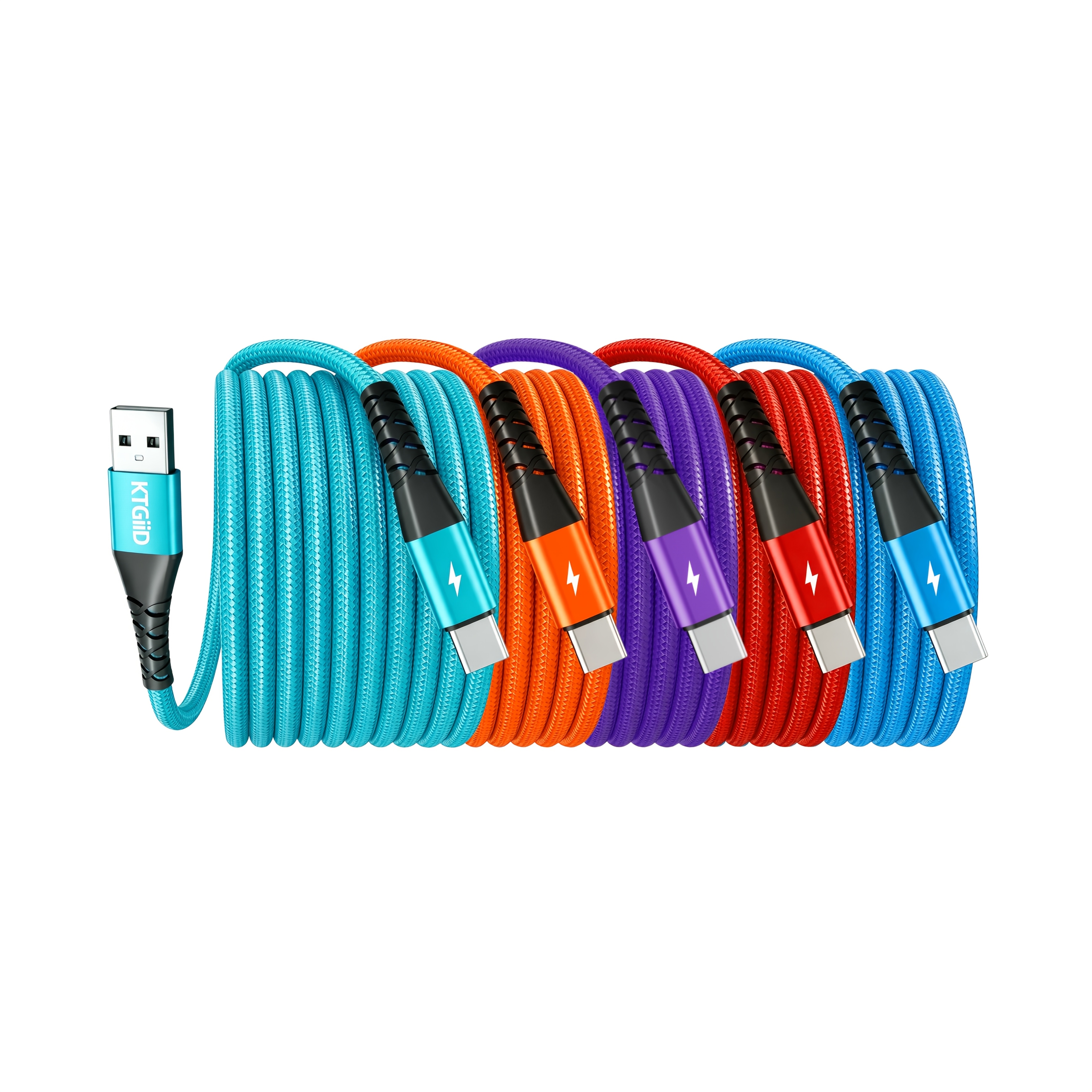TEMU Ktgiid Cable USB a USB C Carga Rápida, Cable USB A a USB C [Paquete de 5, 3.3/6.6/9.9FT] | Cable USB Trenzado Extra Duradero Mejorado Compatible