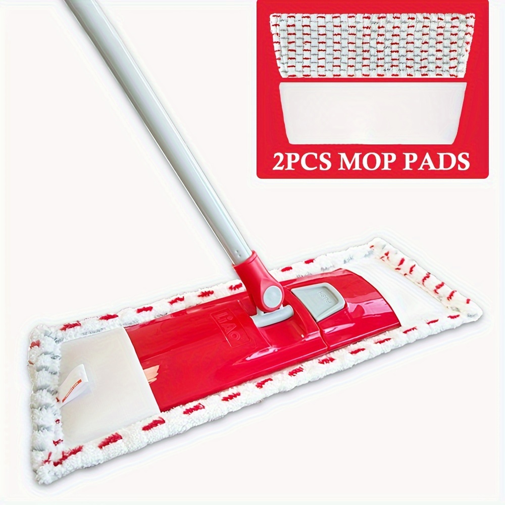 Image of 1set, Flat Mop With 2 Microfiber Pad Set, Long Handle Microfiber Floor Mop For Dry And Wet, Dust Removal Mop, For Kitchen Bathroom Tile Hardwood Laminate Floors, Cleaning Supplies, Cleaning Tool