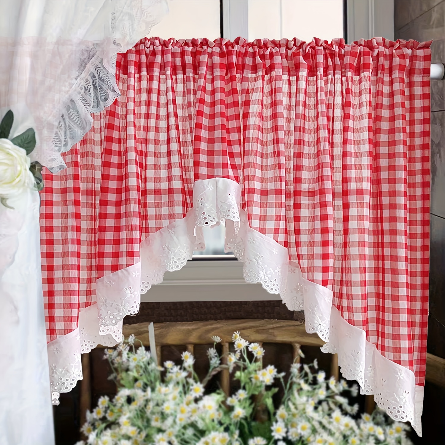 

1pc/2pcs Christmas Curtain - - Rod For Small & , For Decor, Christmas Decor