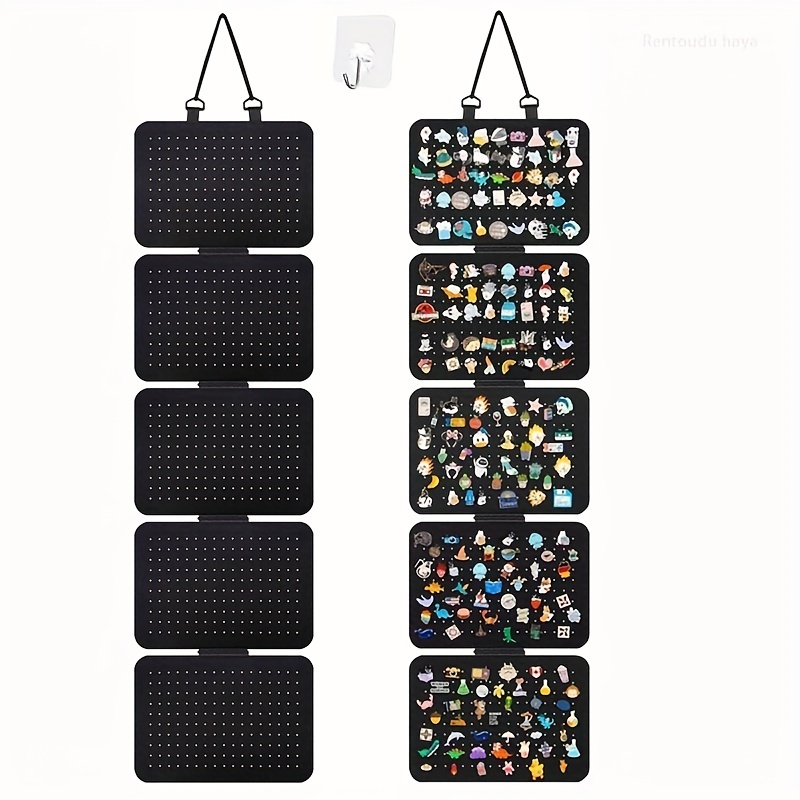 

Hanging Enamel Pin Display With Hooks Panel Felt Lapel Pin Board Foldable Enamel Pin Organizer Hanging Earring Organizer With 5 Loose-leaf Board Pieces For Jewelry Pins (black)