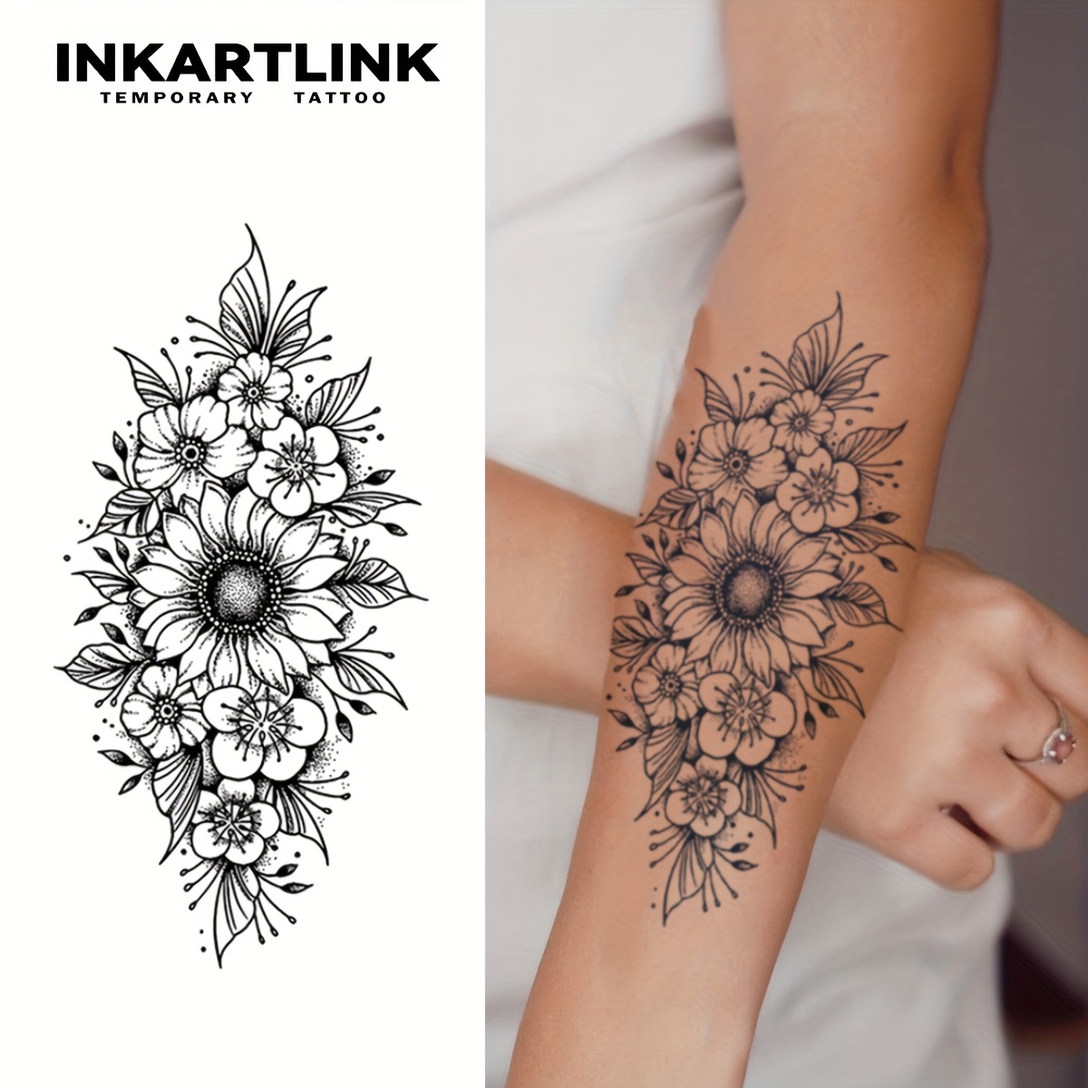 sunflower tattoo sold on Temu United States, image size:1200x1200