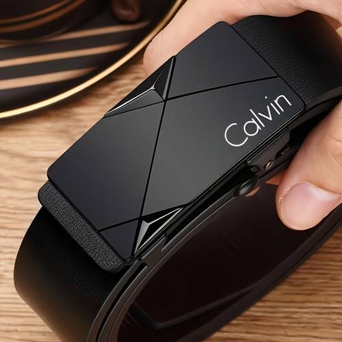 mens automatic belt fashionable black pu leather with flat alloy business casual design standard size suitable for office and daily wear ideal holiday gift modern accessory with sturdy a must have for stylish men