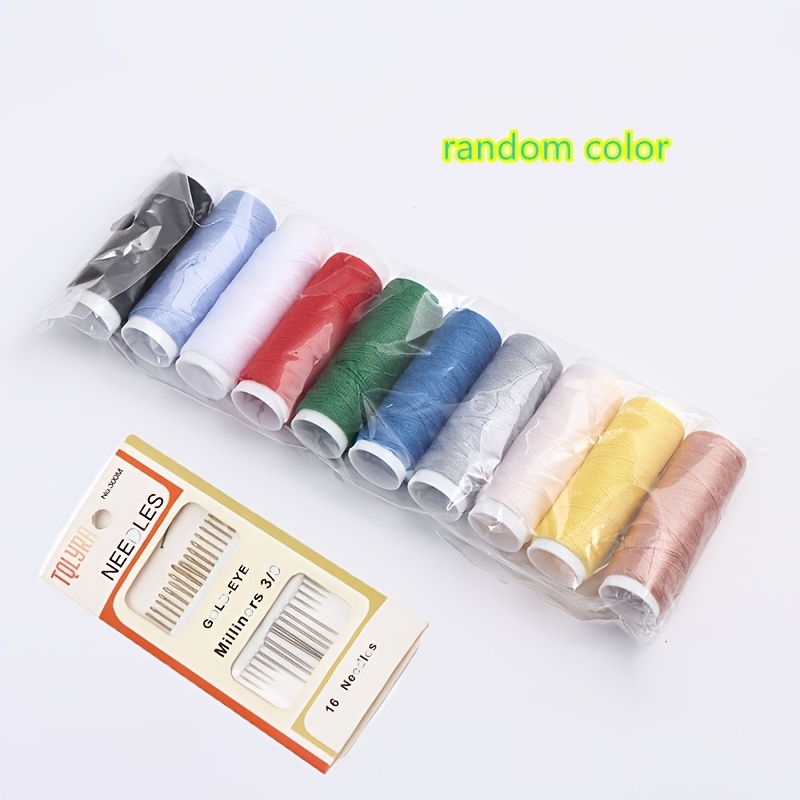 TEMU 26pcs Sewing Kit (including 10 Rolls Of Thread And 16pcs Needles) - Durable And Soft, Suitable For Home Mending And Hand Sewing, Random Color