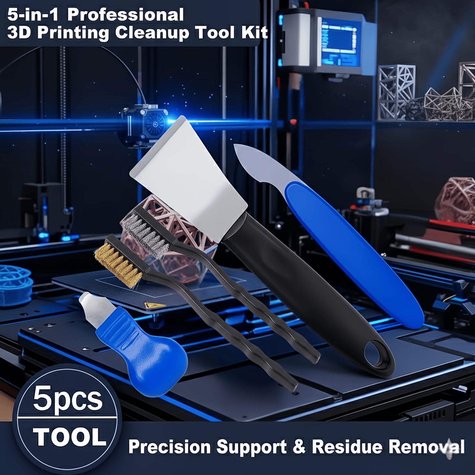 TEMU 3d Printer Additions For All Fdm/sla Printers Includes Nozzle Cleaning, Removal Scrapers, Finishing Tools, 5 Types Of Files, Brushes, Engraving
