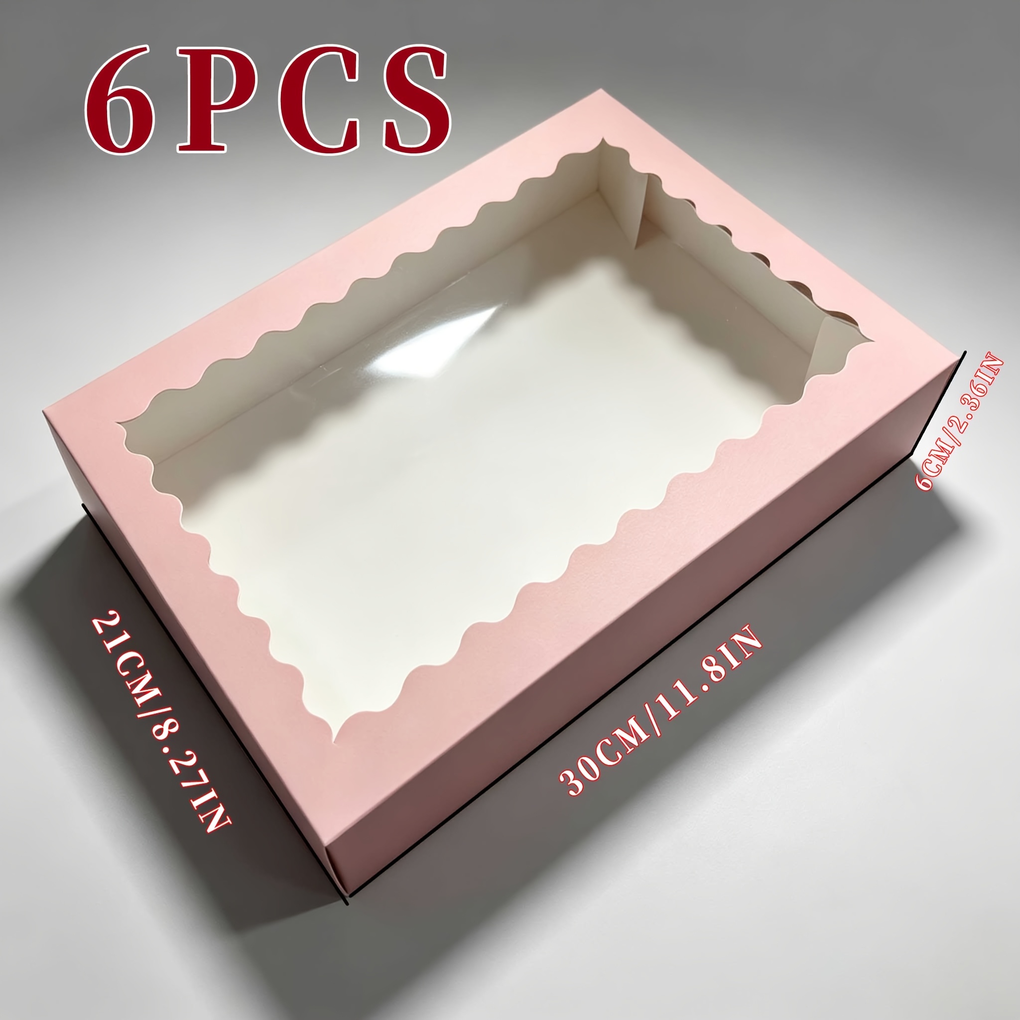 TEMU Lot de 6 à 12 boîtes-cadeaux à fenêtre ondulée rose avec panneaux ondulés transparents - Convient pour bougies parfumées, emballage de fleurs