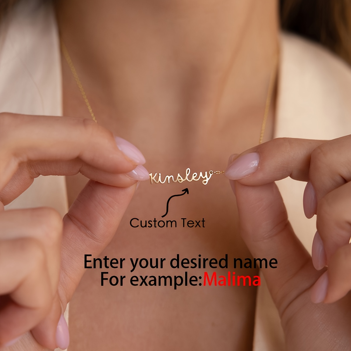 Exquisite Personalized Golden Name Necklace, Everyday Wear
