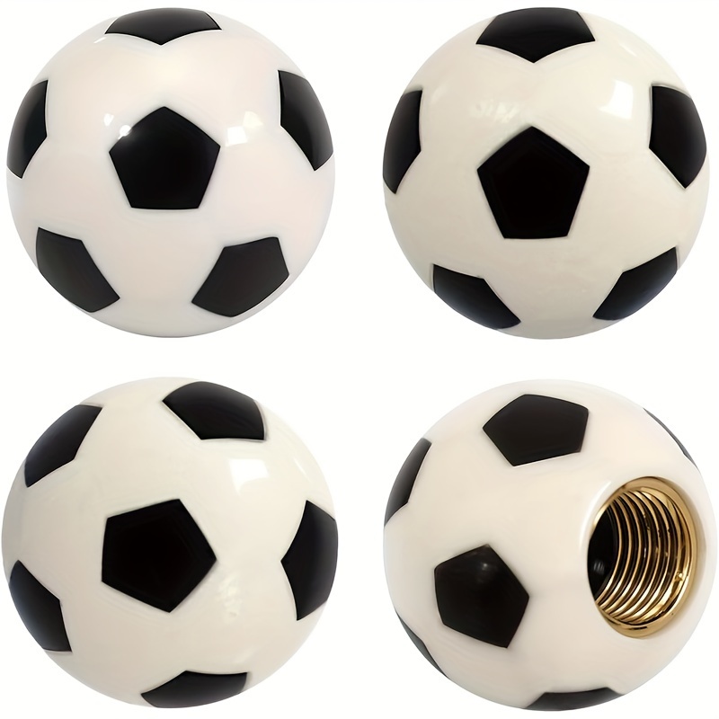 E-shop Fußballer in 4er-Pack - Reifenventilkappen mit Fußball-Design - Staubdichte Radventilkappen, geeignet für Autos, SUVs, LKWs, Fahrräder und