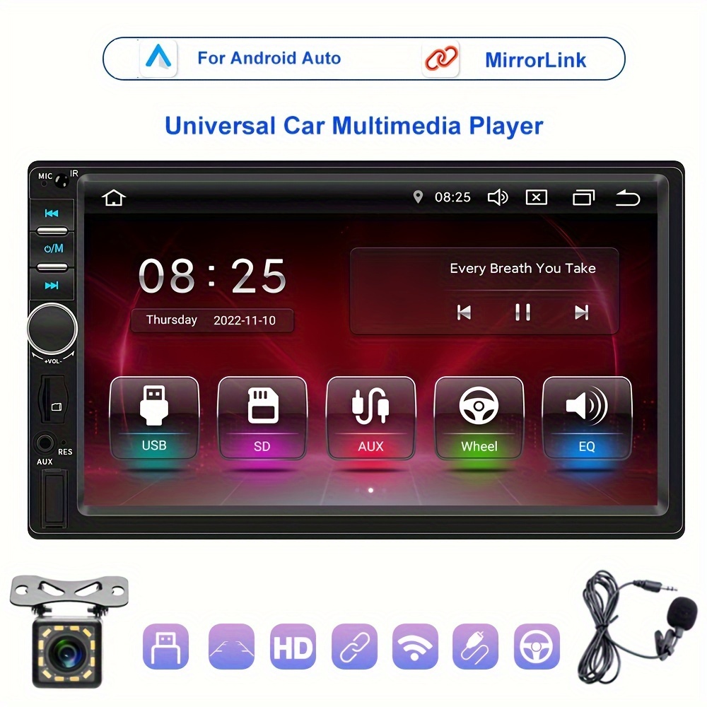 1din Car Mp5 Player Carplay Android Auto Hd Touch Screen Bt - Temu