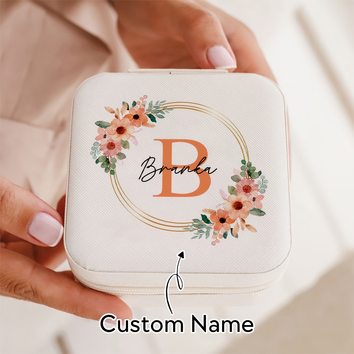 TEMU 1pc Custom Fashion Name Jewelry Box, Ring, Necklace, Earring Multi-grid Partition Storage Box, Women Portable Travel Jewelry Organizer, For