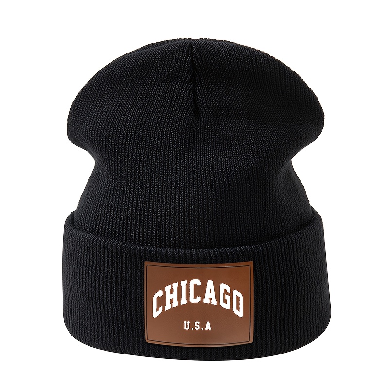 TEMU MAKEFGE Cappello a Maglia Unisex con Scritta Chicago - Invernale per Attivit� , Cappello Casual per Feste, Ciclismo Freddo - Riconoscimento del