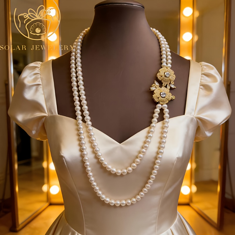 Retro Style Camellia Sweater Chain Natural Shell Bead Necklace