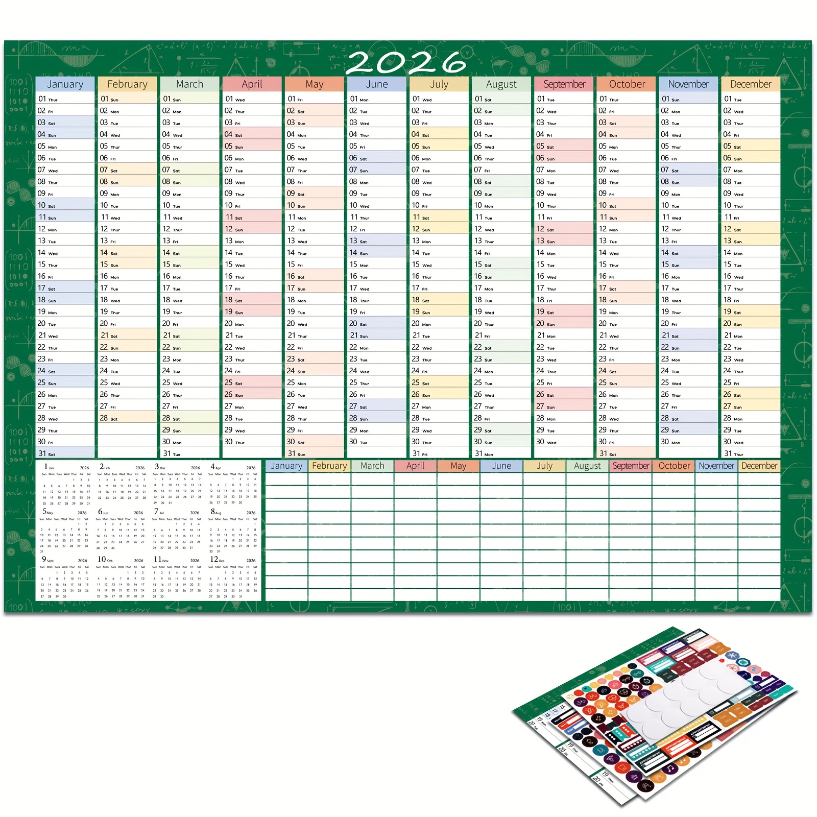 E-shop Wandkalender 2026 – Ganzjahreskalender 2026, 29,2 x 20,7 Zoll, ideal für Zuhause, Schule & Büro, Wandplaner für das Jahr 2026 mit 4 Blättern