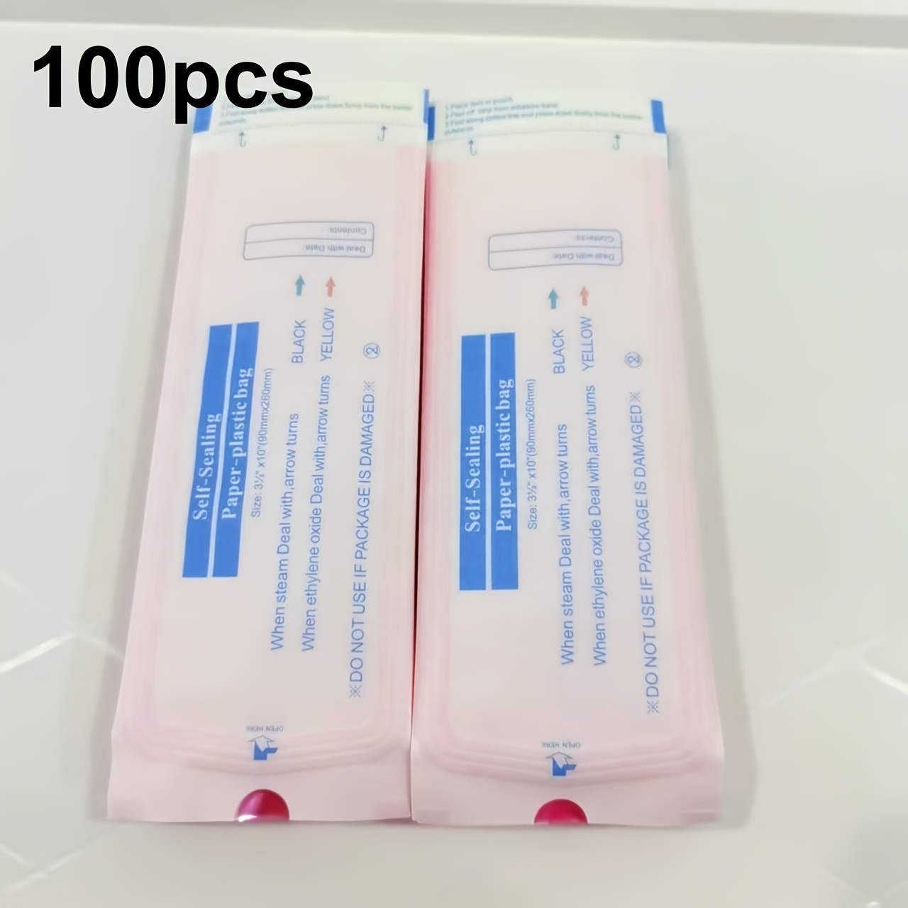 E-shop 100 Stück Pinke Einweg Nagel- und Augenbrauen Werkzeugbeutel | Plastik- und Papierfolie mit Pfeilspitze, geruchlos, keine Stromversorgung
