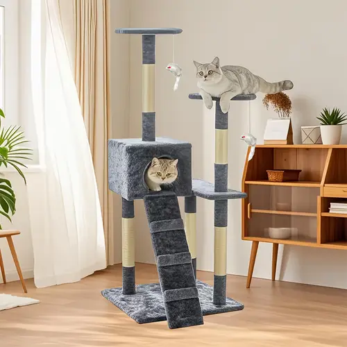 18 46 49 compact cat tree kitty tower kitten condo house furniture with toys and ladder for indoor cats