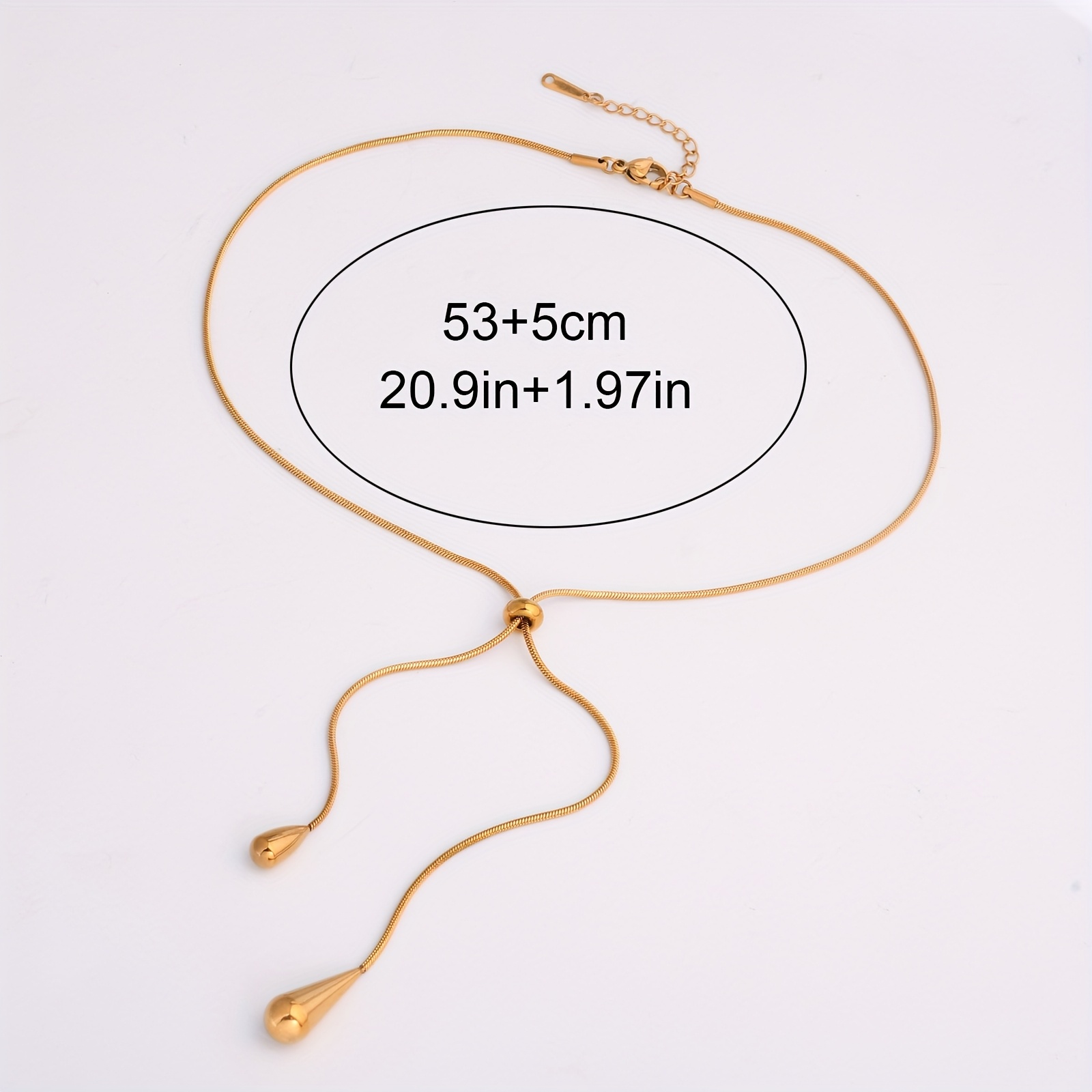 1pc of New Fashionable Exquisite Copper Material Pull-adjustable Teardrop Pendant Chain Women's Necklace