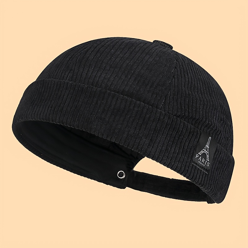 Unisex New Car Logo Trendy Retro Hip-hop Landlord Hat Street Corduroy Hat Street Dance Melon Cap Plain Brimless Tang Hat, Suitable For Autumn And Winter Outdoor Activities Sailor Hat