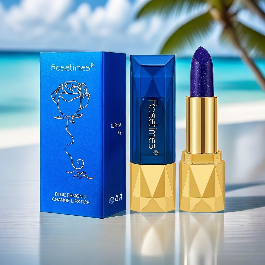 

Rose Blue Body Color Changing Lipstick - Long Lasting, Colorfast, Non-stick Cup, Natural Lipstick, Contain Plant Squalane - Travel Essential - Perfect Valentine's Day Gift