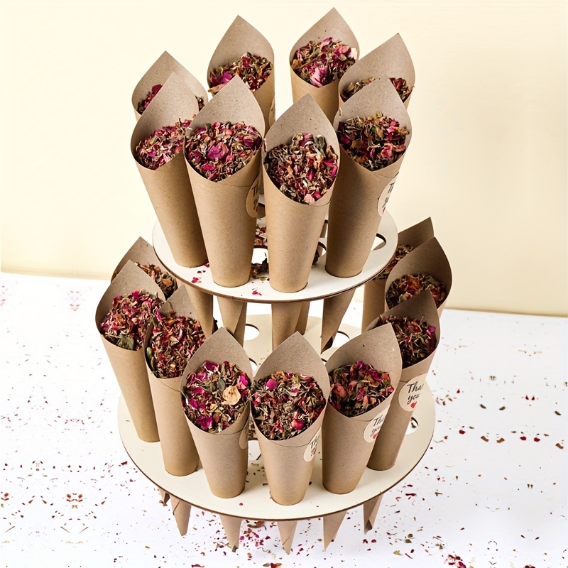 

Set, 2 Tier Wood Wedding Confetti Stand Cone Tray, Rustic Wedding Party Decoration Confetti Cones Stand Diy Thank You Paper Holder Support, Wedding Birthday Supplies