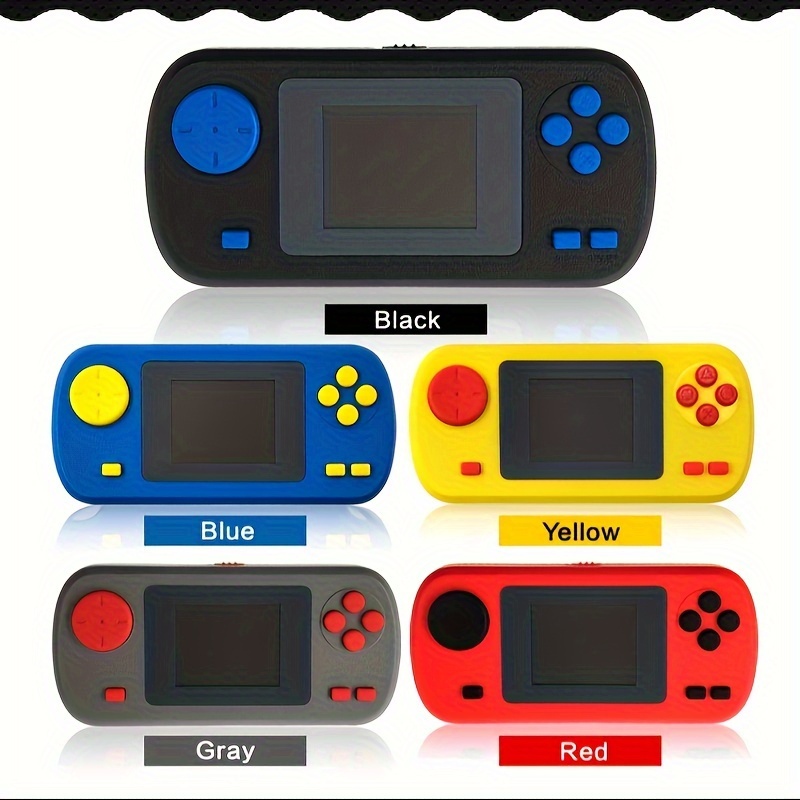 retro gaming handheld console with 2 4 tft color screen battery powered durable abs material   in gray red blue yellow black
