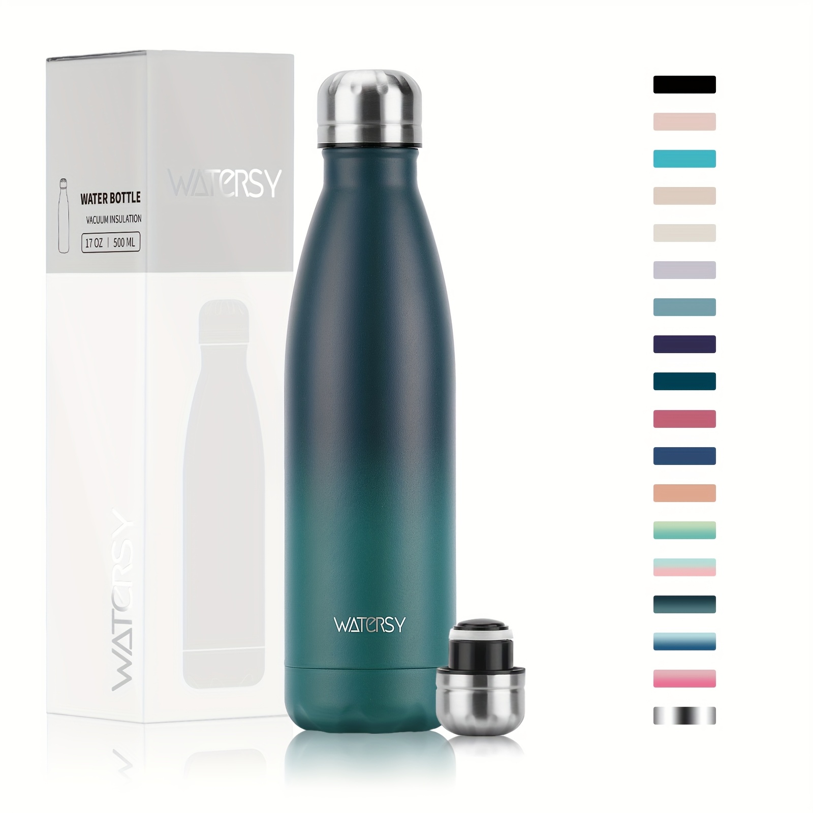 1 stück   500ml/17oz edelstahl trinkflasche - reise-thermobecher, edelstahl trinkflasche - 24 stunden kalt & 12 stunden warm - auslaufsicher -  -sportflasche, 2 dichtringe spülmaschinenfest