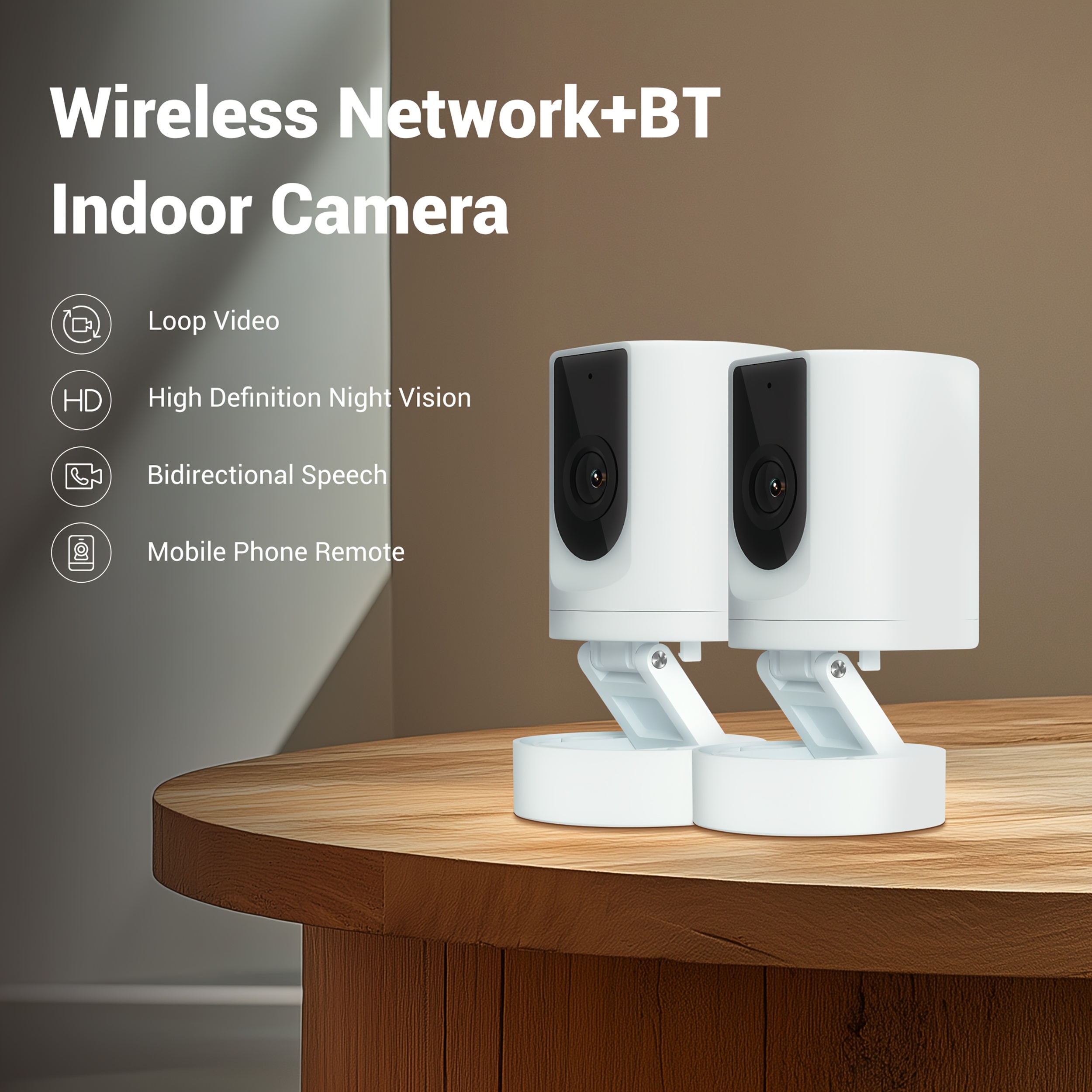 TEMU Black Friday 2pcs 1080p Hd Wireless Security Camera With Wi-fi, Ir Night Vision & Audio - Tracking For Pet Monitoring & Indoor Use.pet Camera