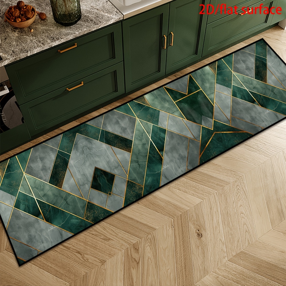 Image of 2d Flat 2d Flat 1pc Of [golden Diamond Velvet], Long Nordic Rug For Restaurant Aisles, Kitchen, Hallway -creatively Balcony Runner Carpet, Machine Washable