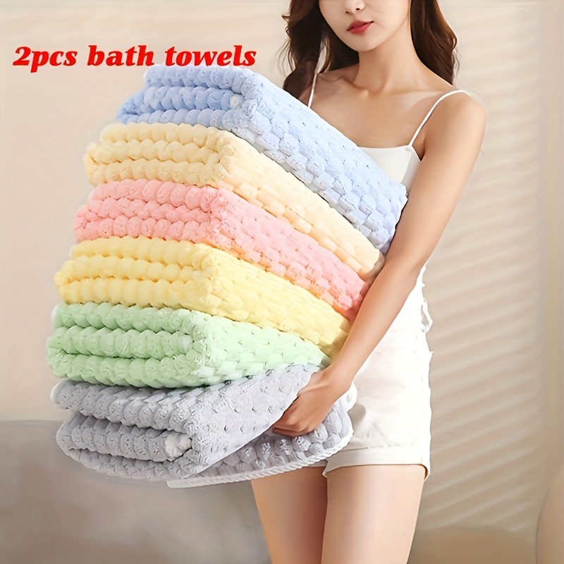 

2pcs Waffle Weave Towels - , Quick-dry Microfiber For Spa & Fitness, Daily Use, - 80%, 20%