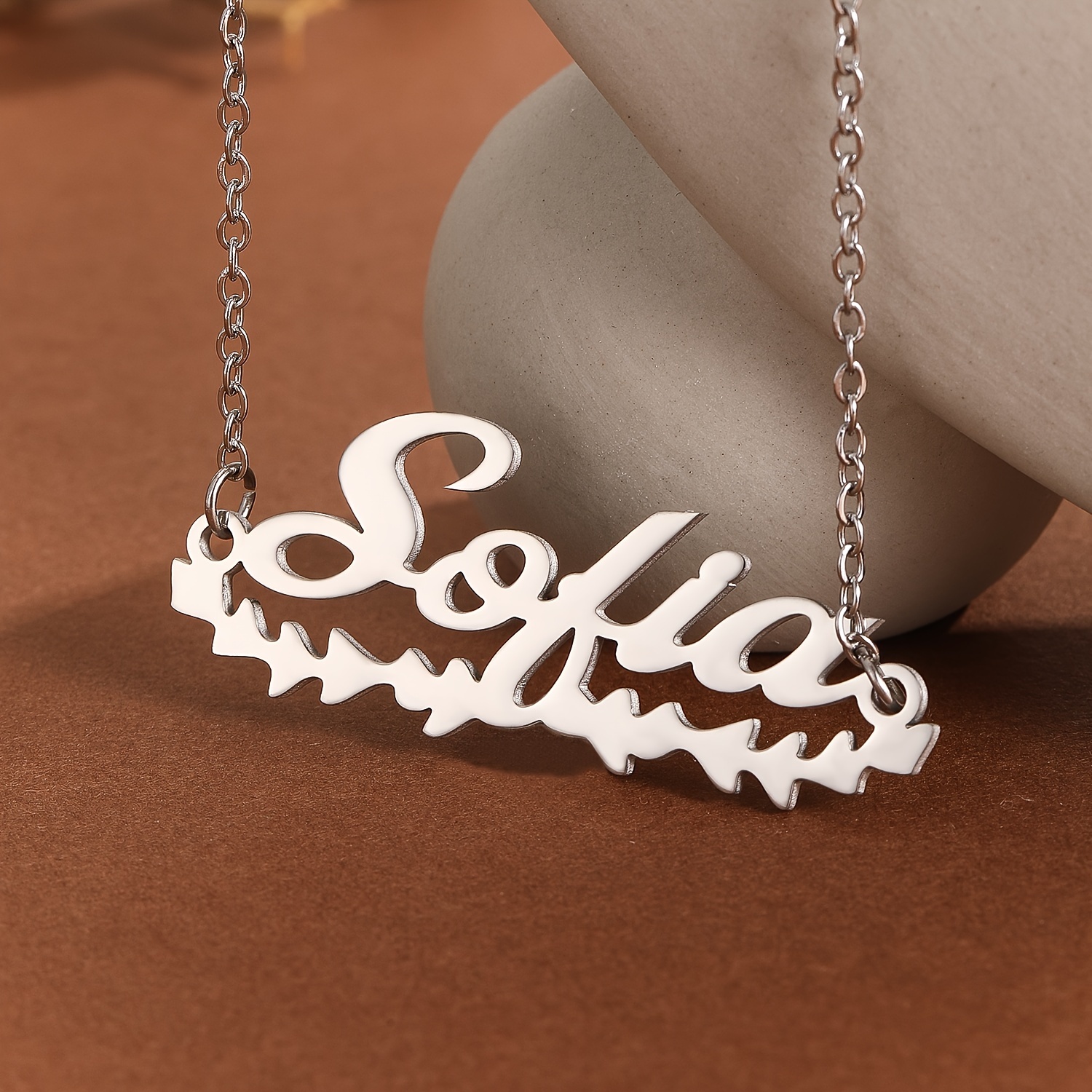 TEMU Custom 1pc Personalized Name Necklace, Stainless Steel Necklace Personalized Jewelry Stainless Steel Jewelry Anniversary Gift, Neck Jewelry