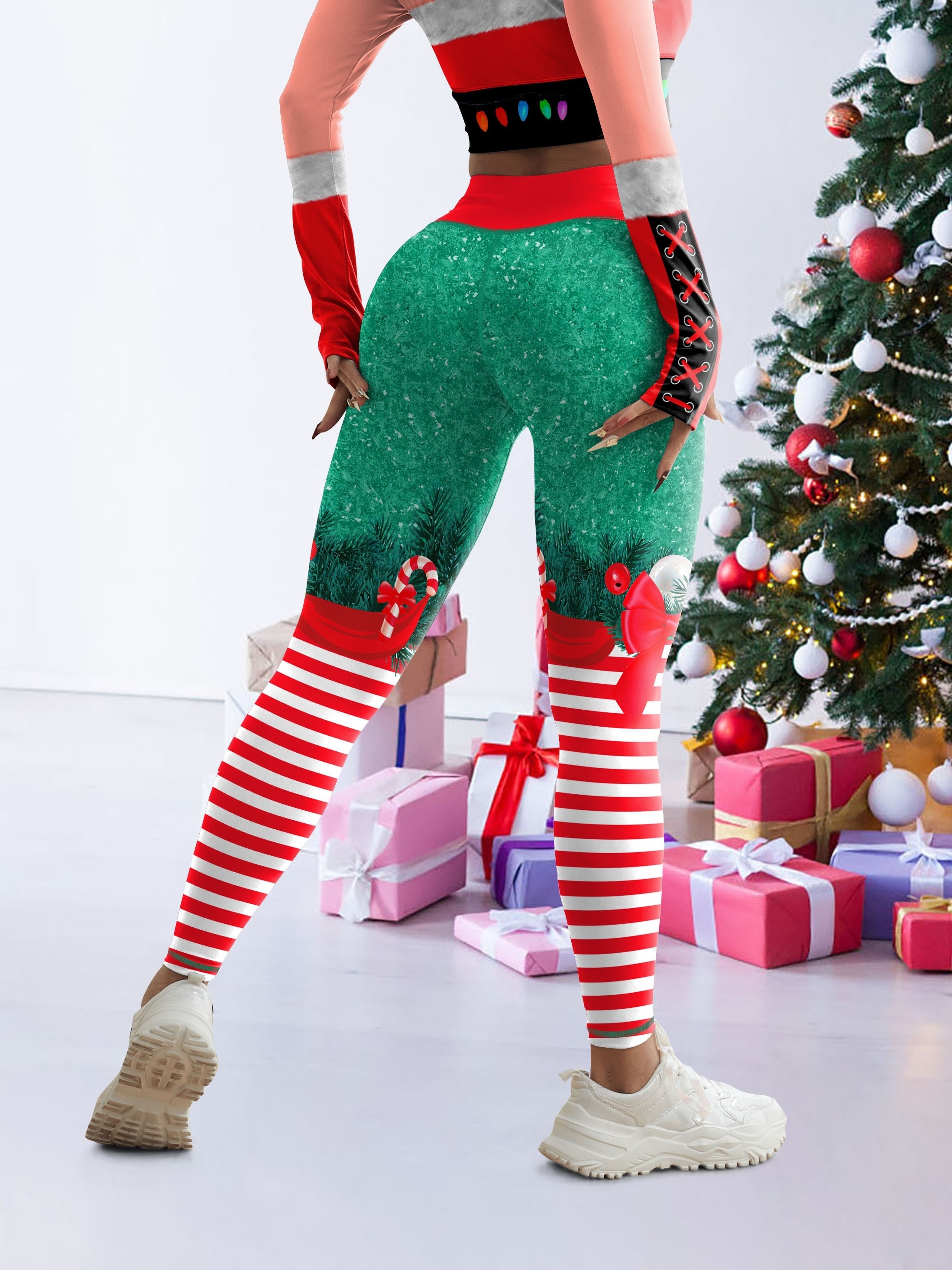 Generisch Weihnachts Leggings Für Damen Mit Festlichem
