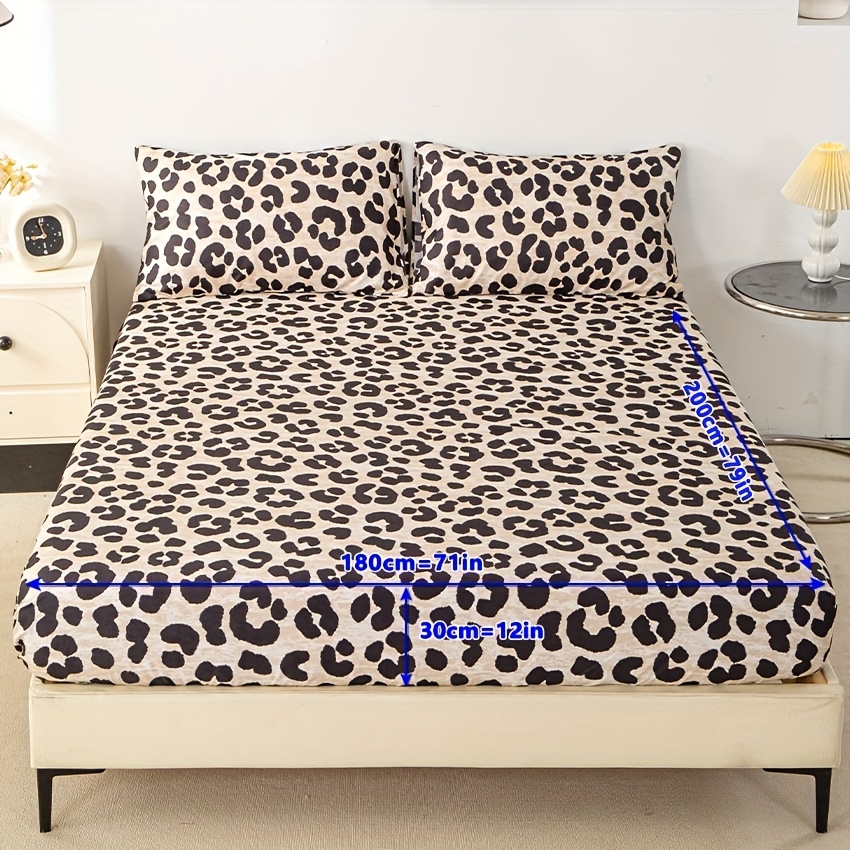 1pc Leopard Print Single Fitted Sheet