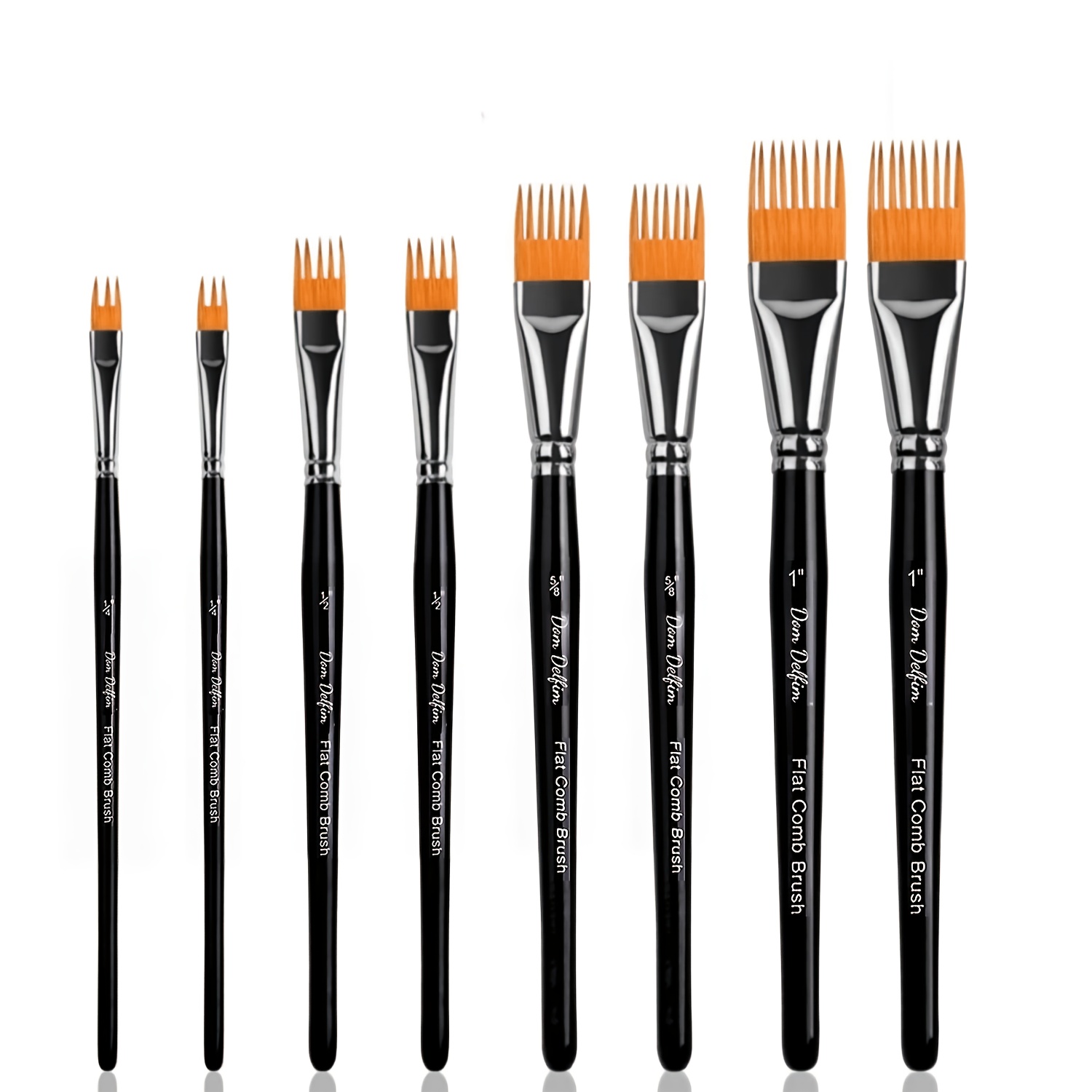 TEMU Set de pinceaux d'artiste professionnels avec poils synthétiques, pinceaux à bec râteau et manche à pointes - Pinceaux plats adaptés aux