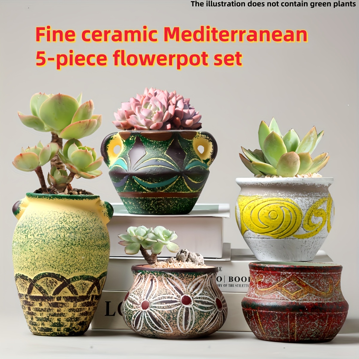 

Premium Ceramic Mediterranean 5pcs Set Succulent Set