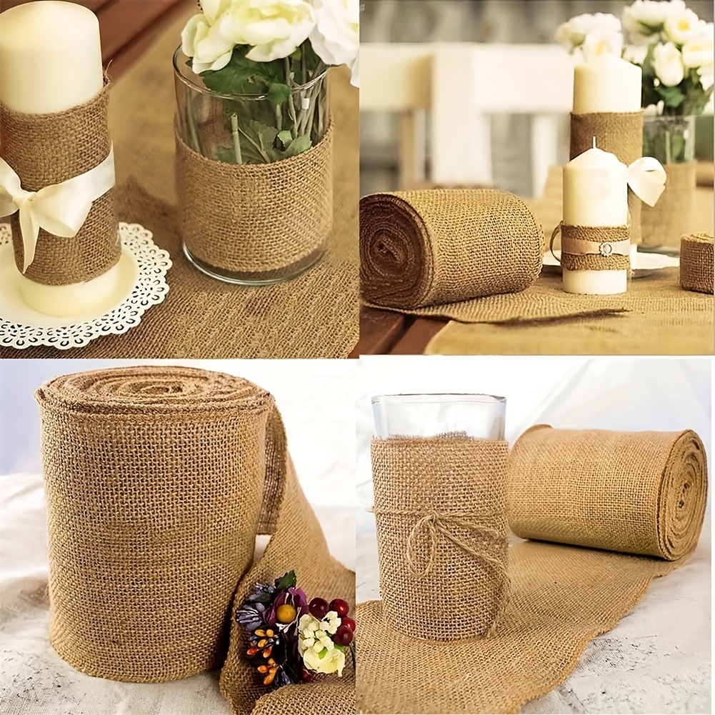 5 meter burlap with hemmed edges and twine ribbon suitable for large bows wreaths tree decorations outdoor decor gift wrapping and holiday embellishments 0