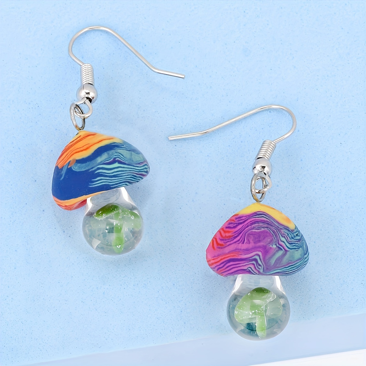 

Mushroom Glass Bead Decor Dangle Earrings Cute Vacation Style Creative Holiday Ear Ornaments Female Gift