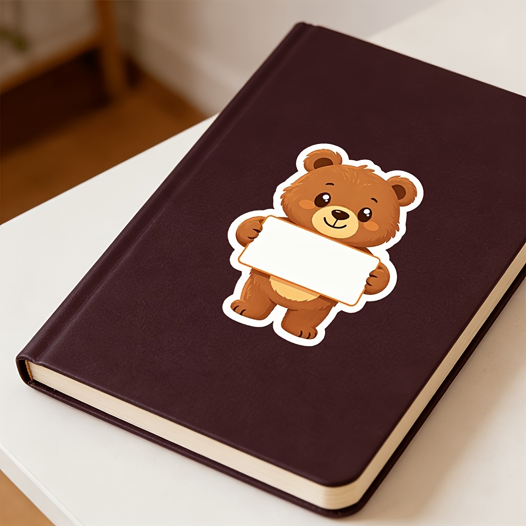 16pcs Cute Bear Paper Name Labels with Strong Adhesive for Classroom