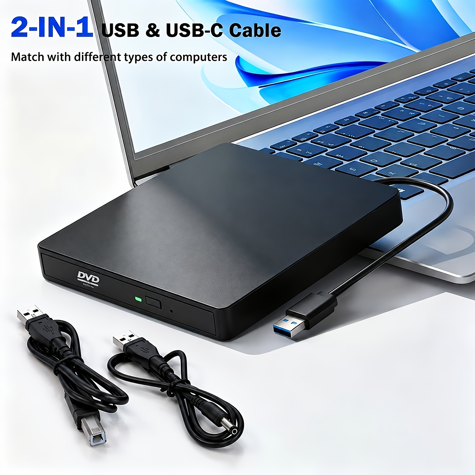 TEMU de CD/DVD externa - Compatible con USB 2.0 para portátil y PC de escritorio, carcasa de externa con interfaz SATA a SATA para conversión de de