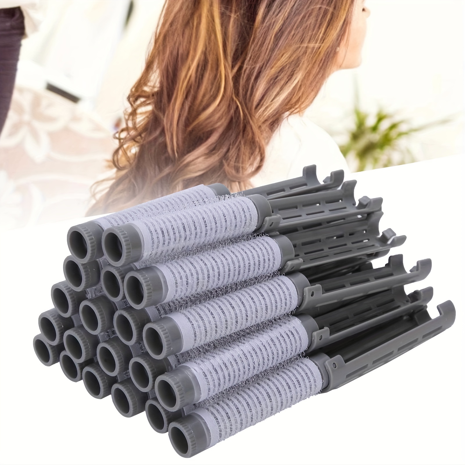 

20pcs Hair Perm Rods Fluffy Rod Hair Roller Curler Hairdressing Tool Kit Gray