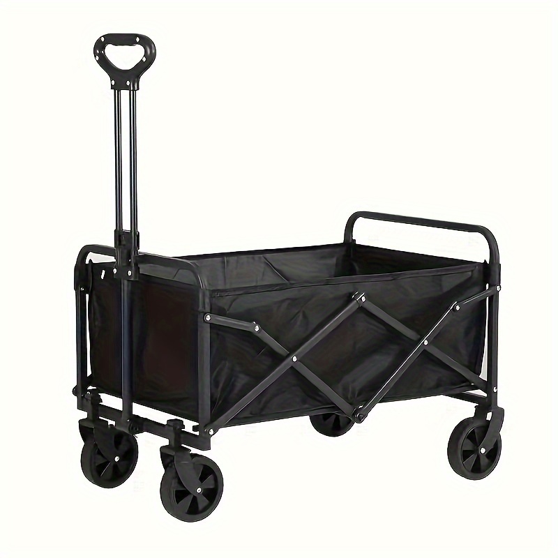 TEMU All-terrain Collapsible Utility Wagon With Quiet Solid Tires, Adjustable Handle, Durable 600d Oxford Fabric - Ideal For Camping, Tailgating, Shopping Adventures