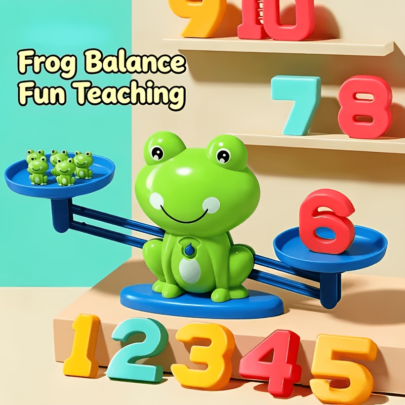 Juego divertido de matemáticas, juguete de equilibrio y conteo de ranas para niños pree...