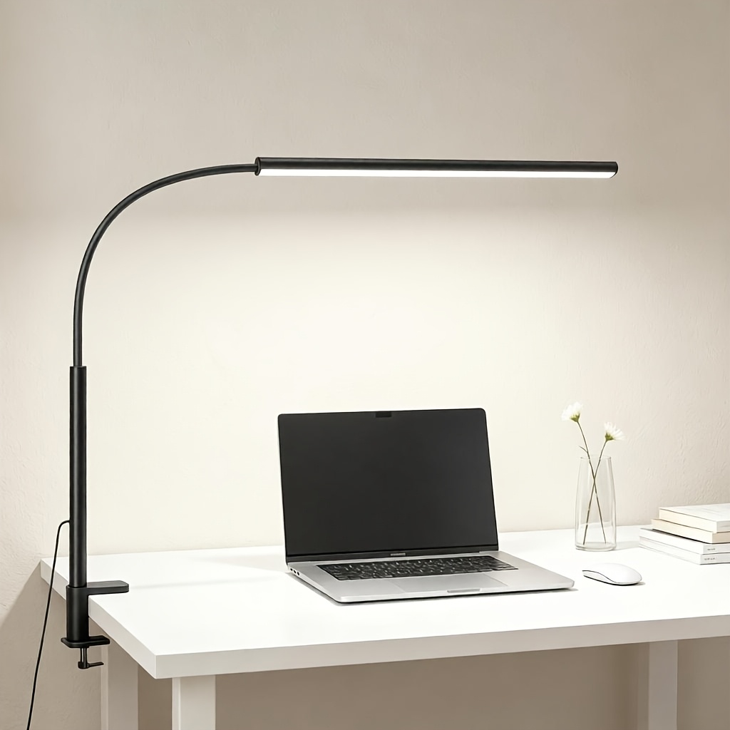 TEMU Led Desk Lamp With Clip, Eye-protecting Lamp For Home Office, 5 And 10 Brightness Adjustments, 360° Flexible Work Light, With Edge Clip, Lamp