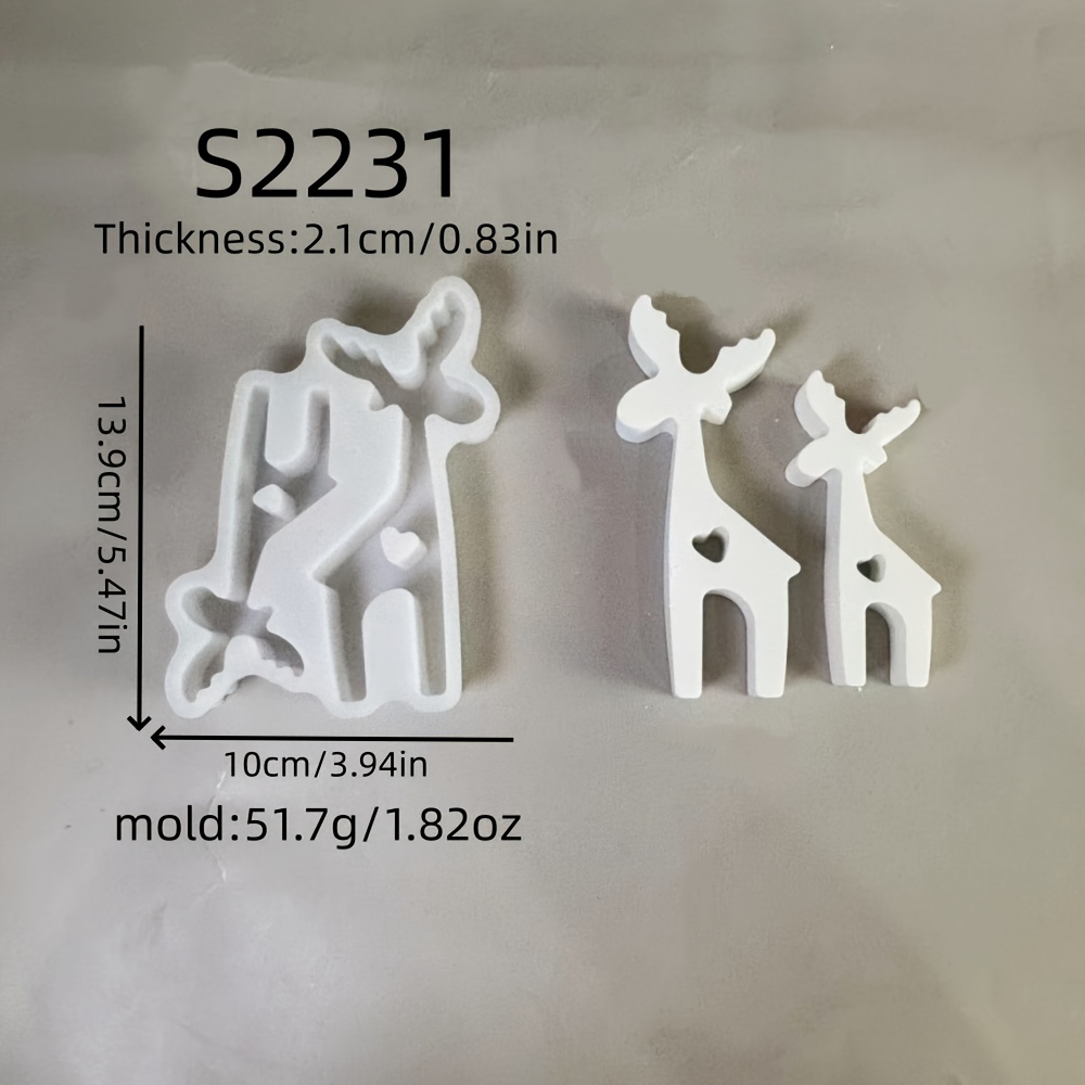 Image of Silicone Mold For Resin, Christmas Tall Reindeer 3d Ornament, Candle Silicone Mold, Plaster Ornament Silicone Mold, Silicone Mold For Home Decoration, Epoxy Resin Mold 52 S2231
