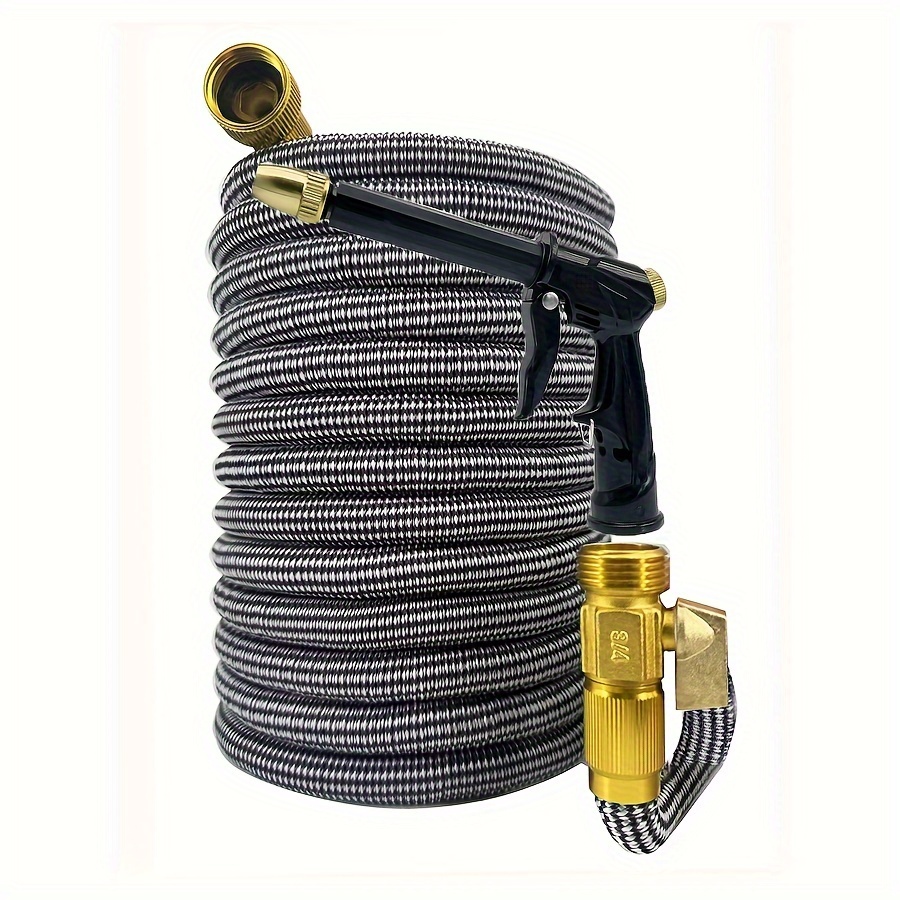 

1pc Expandable Garden Hose Kit With Adjustable Multi-function Nozzle And Durable 4-layer Latex - 3/4" , 3750d Flexible No-tangle Lightweight Expansion Hose Set - Us Standard Connector