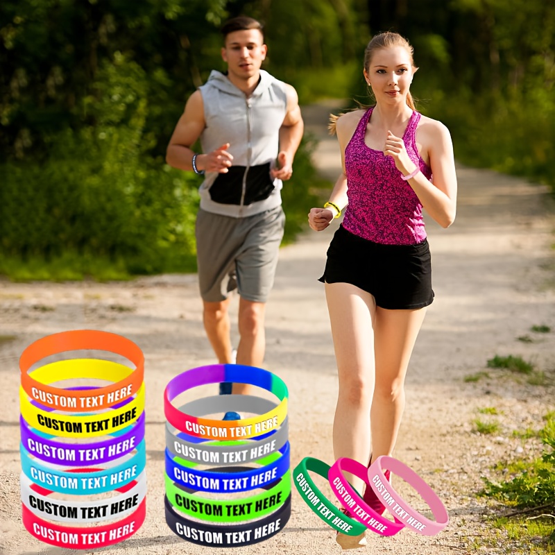 55pcs Custom Silicone Wristbands with Letter Patterns