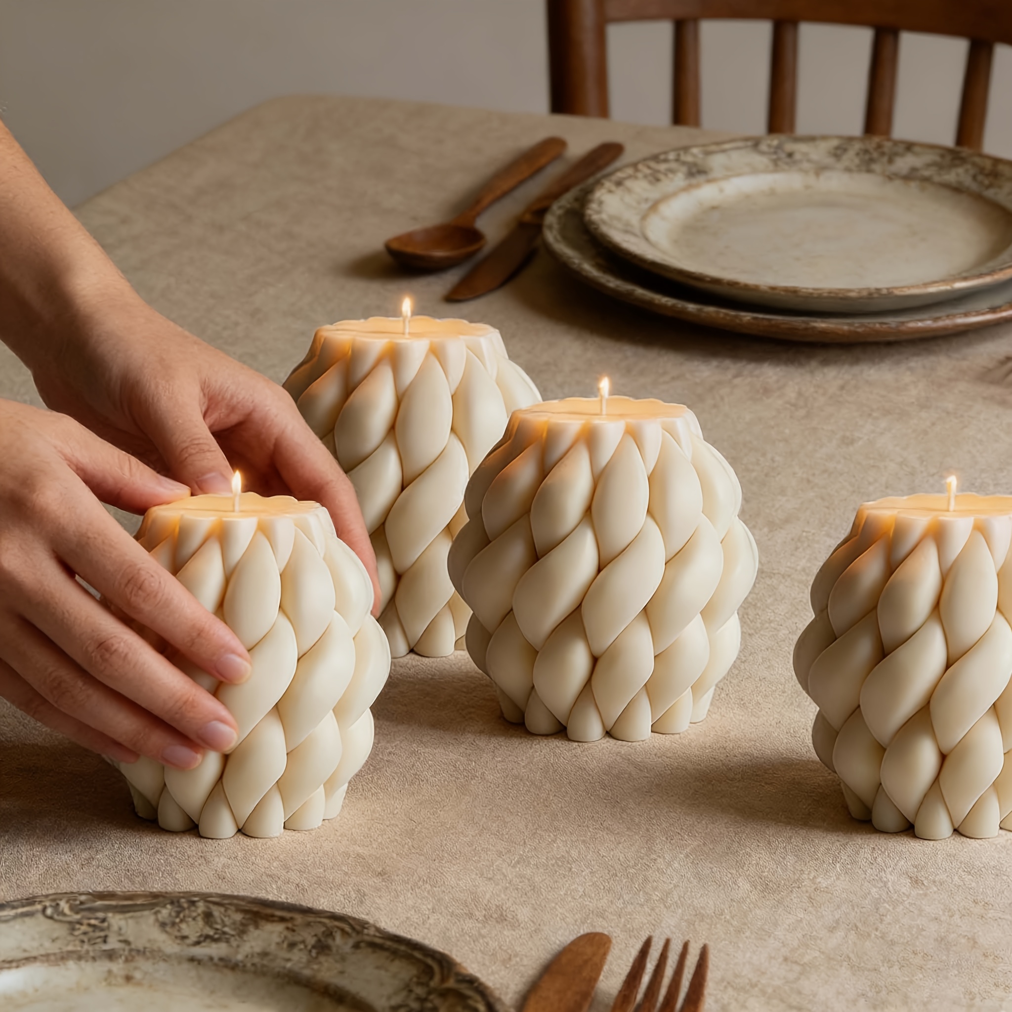 Twisted Column-Shaped Scented Candles for Minimalist Home Enthusiasts / Atmosphere Creators, Suitable for Desktop Decoration / Aroma Diffusion / Photography Props / Available in Two Sizes