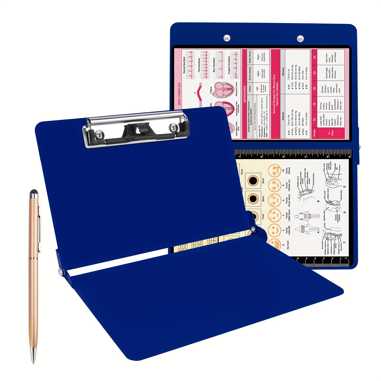 

Nursing Clipboard Foldable Clipboard Medical: Nursing Edition Cheat Sheets Aluminum 3 Layers Foldable Clipboard Nursing Pocket Size Profile Clip Nurse Clipboard Notepad For Nurses Students And Doctors